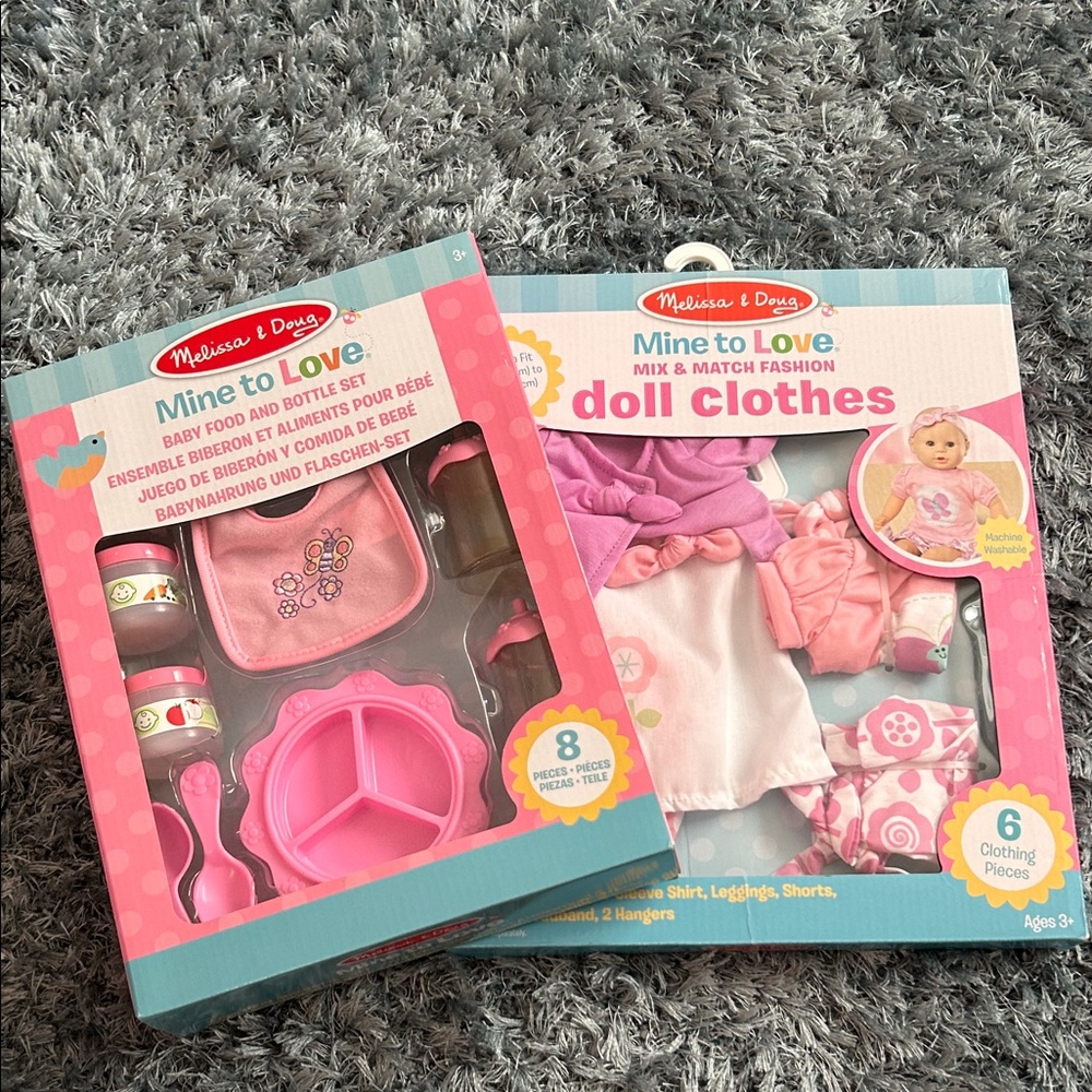 Melissa & Doug Mine to Love Doll Feeding and Clothing Set - Pink and Blue